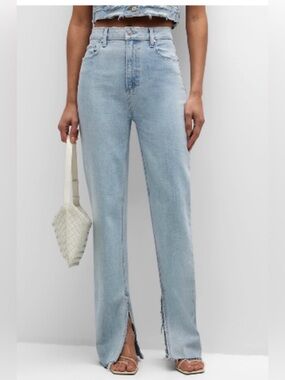 NWT PAIGE Stella Straight Raw Split-Hem Jeans Sz 29
